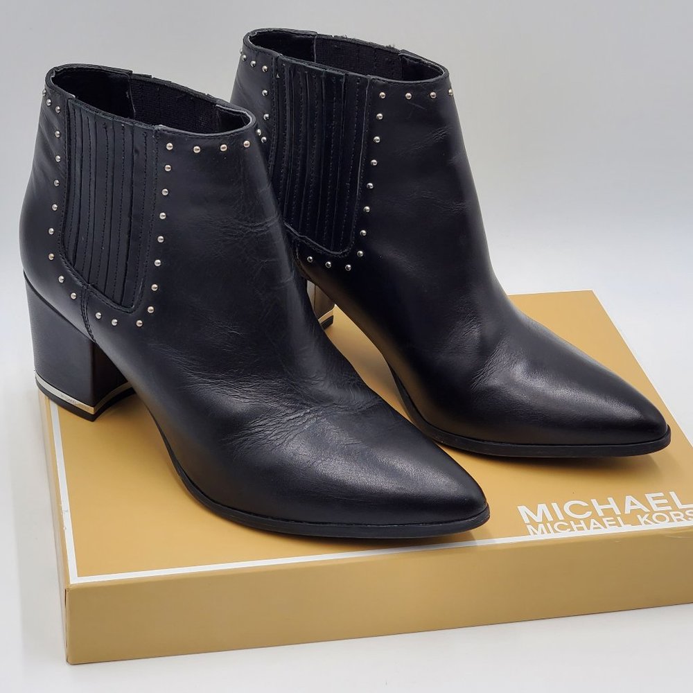 MICHAEL Michael Kors Black Leather Ankle Booties - Picture 2 of 16